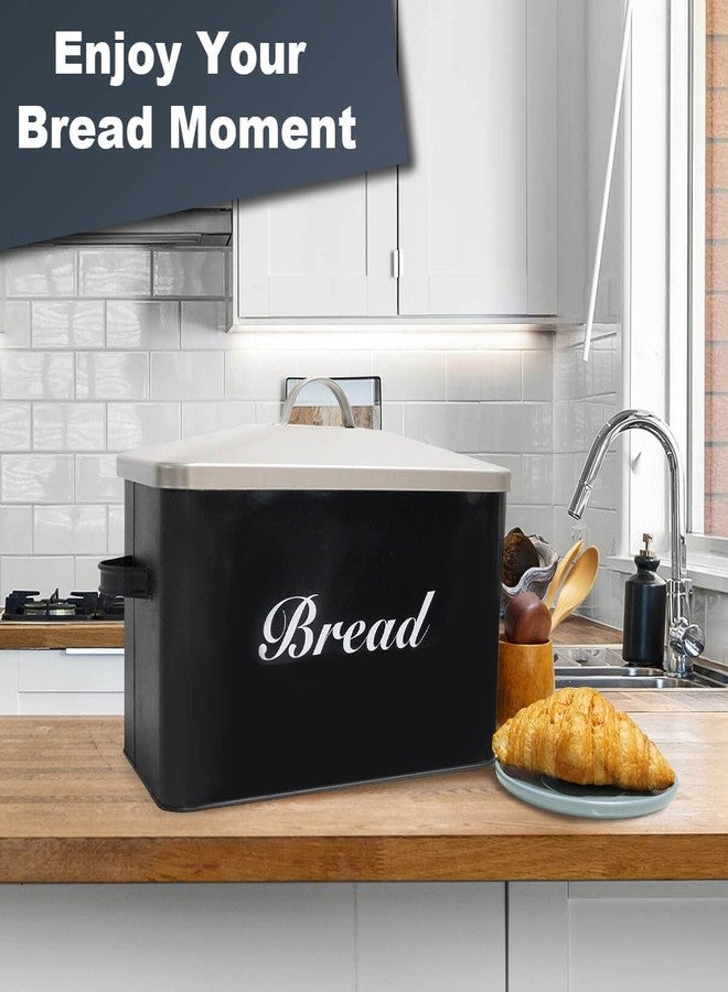 SOTECH Vintage Metal Bread Box Farmhouse Decor Style Pantry Organization and Storage Container,Space Saving Black with Silver Breadbox-Rustic Kitchen Decor - Image 5